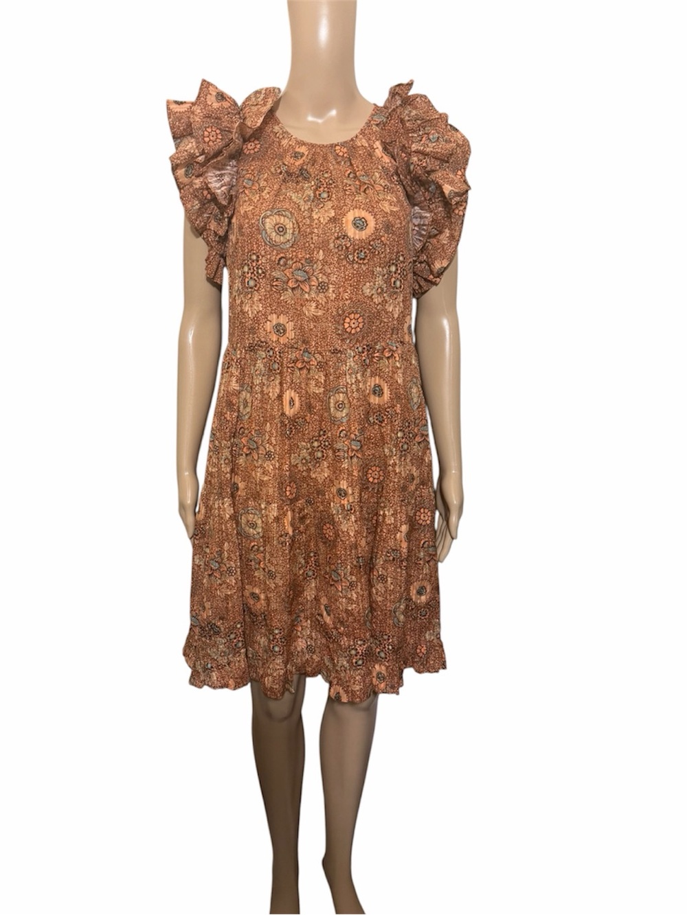 Ulla Johnson denia dress Ruffle Sleeve Cotton Blend Babydoll Dress Size 12